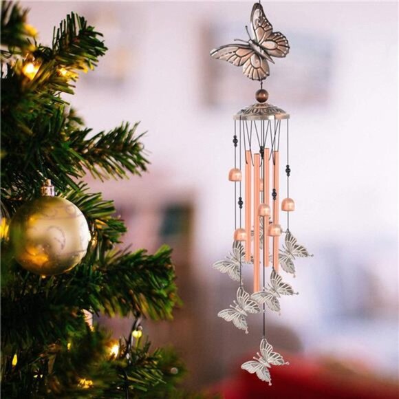 Butterfly Wind Chimes Copper Recor Garden Decoration Indoor and Outdoor Decor